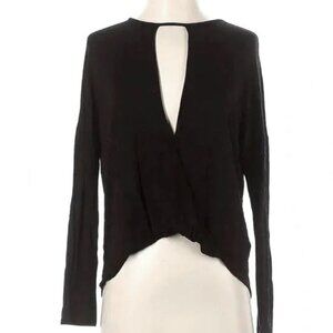 Long Sleeve Keyhole Hi Lo Wrap Front Top - Casual, Boho, Witchy, Goth Bohemian